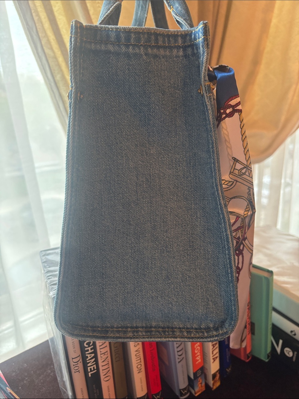 NWOT Coach large Blue Denim Tote w/scarf,hangtag - Picture 12 of 12